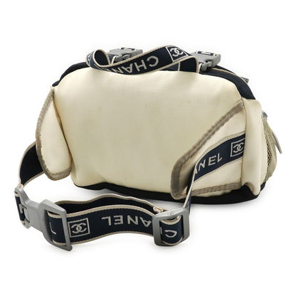 Chanel Sport Line Coco Mark Waist Bag Body Bag 2way Handbag Nylon Canvas Ivory