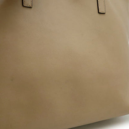 Prada Logo Tote Large Tote Shoulder Bag Leather Beige Silver Hardware 1bg038