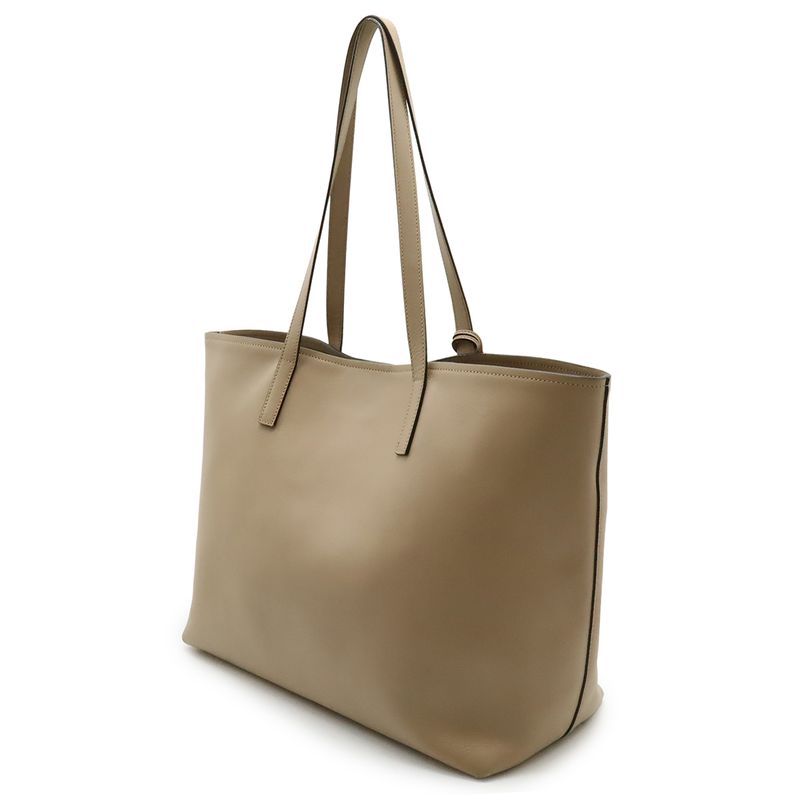 Prada Logo Tote Large Tote Shoulder Bag Leather Beige Silver Hardware 1bg038