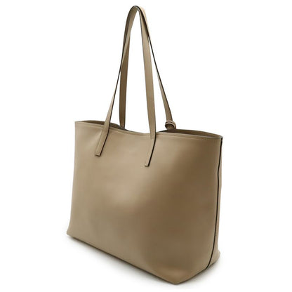 Prada Logo Tote Large Tote Shoulder Bag Leather Beige Silver Hardware 1bg038