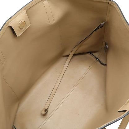 Prada Logo Tote Large Tote Shoulder Bag Leather Beige Silver Hardware 1bg038