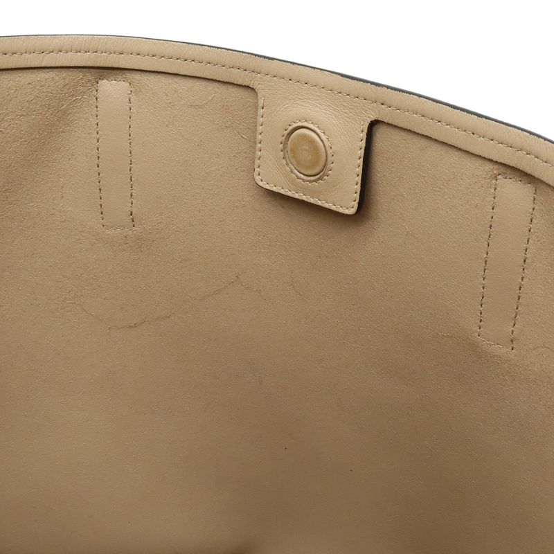 Prada Logo Tote Large Tote Shoulder Bag Leather Beige Silver Hardware 1bg038