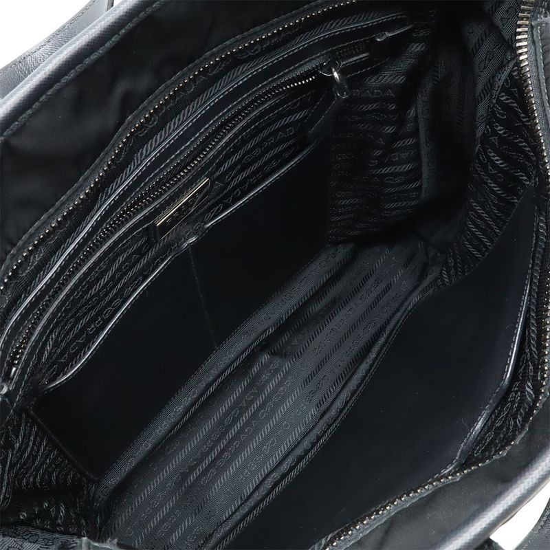 Prada Triangle Logo Tote Bag 2way Shoulder Bag Crossbody Nylon Leather Black