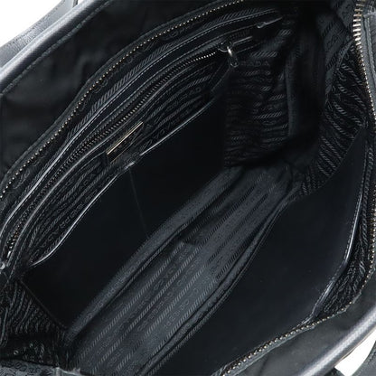 Prada Triangle Logo Tote Bag 2way Shoulder Bag Crossbody Nylon Leather Black