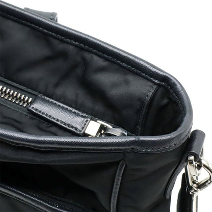 Prada Triangle Logo Tote Bag 2way Shoulder Bag Crossbody Nylon Leather Black