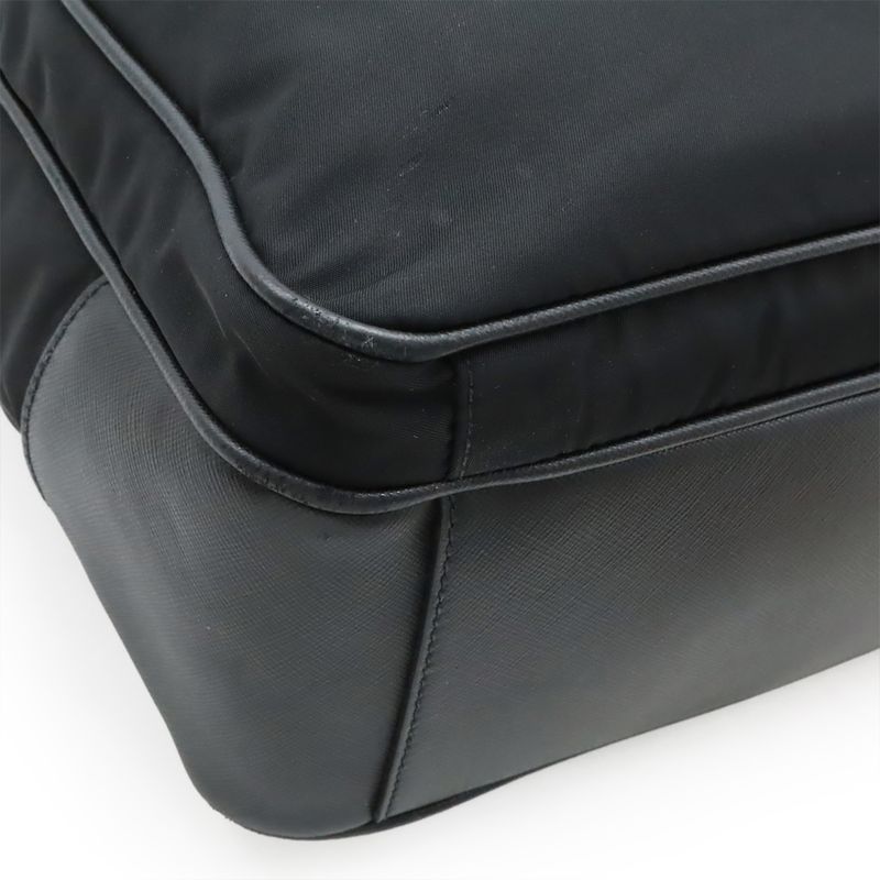 Prada Triangle Logo Tote Bag 2way Shoulder Bag Crossbody Nylon Leather Black