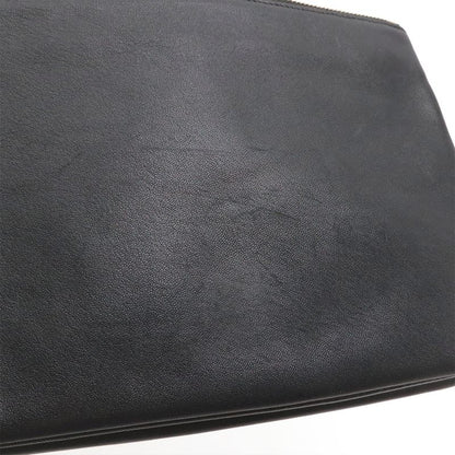 Celine Trio Large Shoulder Bag Pochette Crossbody Pouch Leather Black Silver