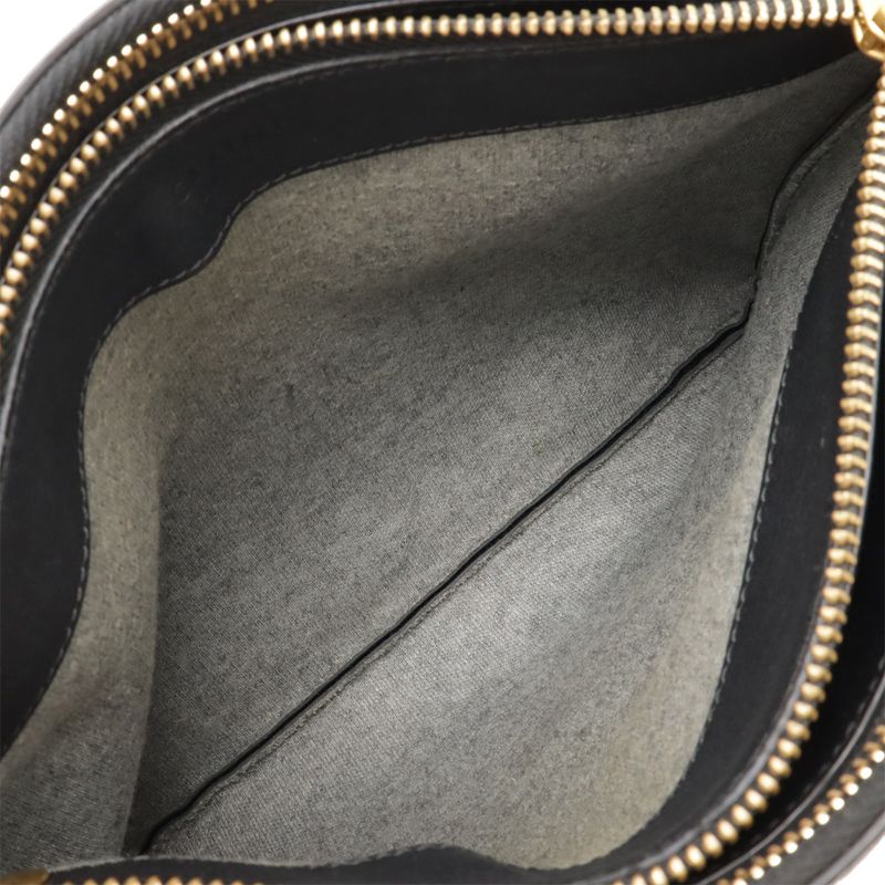 Celine Trio Large Shoulder Bag Pochette Crossbody Pouch Leather Black Silver