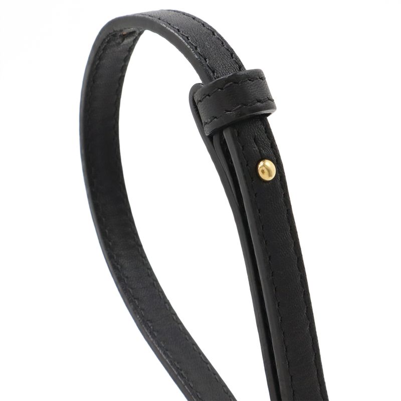 Celine Trio Large Shoulder Bag Pochette Crossbody Pouch Leather Black Silver