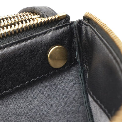 Celine Trio Large Shoulder Bag Pochette Crossbody Pouch Leather Black Silver