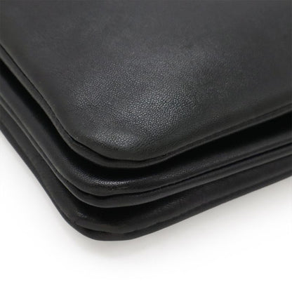 Celine Trio Large Shoulder Bag Pochette Crossbody Pouch Leather Black Silver