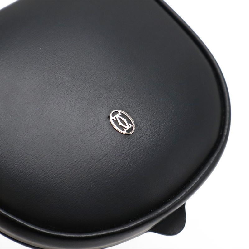 Cartier Pasha de Cartier Coin Case Coin Purse Leather Black Silver Hardware