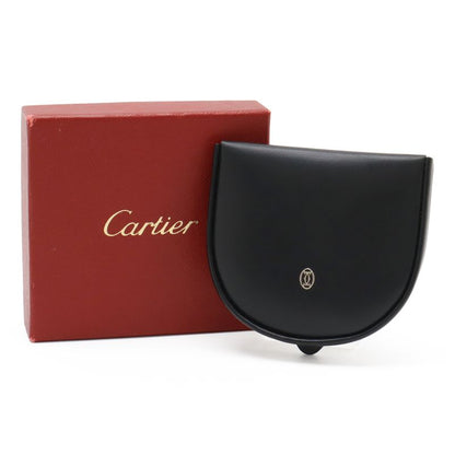 Cartier Pasha de Cartier Coin Case Coin Purse Leather Black Silver Hardware