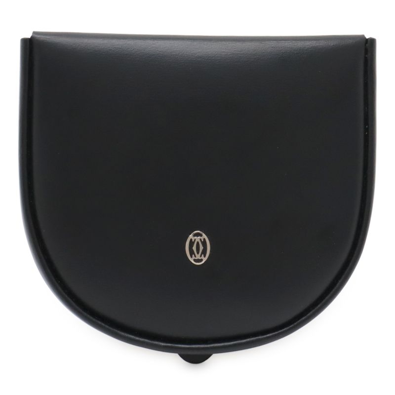 Cartier Pasha de Cartier Coin Case Coin Purse Leather Black Silver Hardware