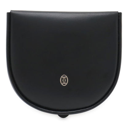 Cartier Pasha de Cartier Coin Case Coin Purse Leather Black Silver Hardware