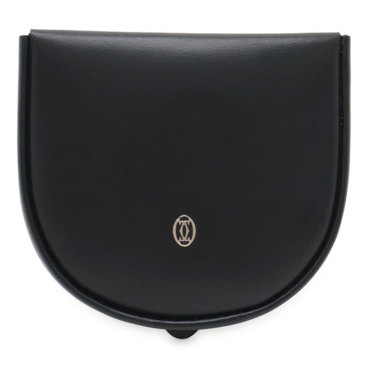 Cartier Pasha de Cartier Coin Case Coin Purse Leather Black Silver Hardware
