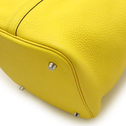 Hermes Picotin Lock MM Handbag Tote Bag Taurillon Clemence Leather Lime Yellow