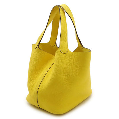 Hermes Picotin Lock MM Handbag Tote Bag Taurillon Clemence Leather Lime Yellow