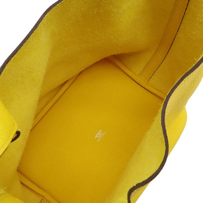 Hermes Picotin Lock MM Handbag Tote Bag Taurillon Clemence Leather Lime Yellow