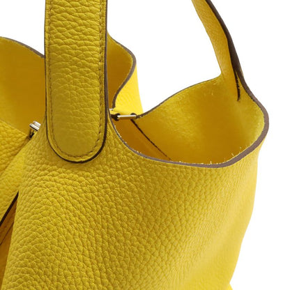 Hermes Picotin Lock MM Handbag Tote Bag Taurillon Clemence Leather Lime Yellow