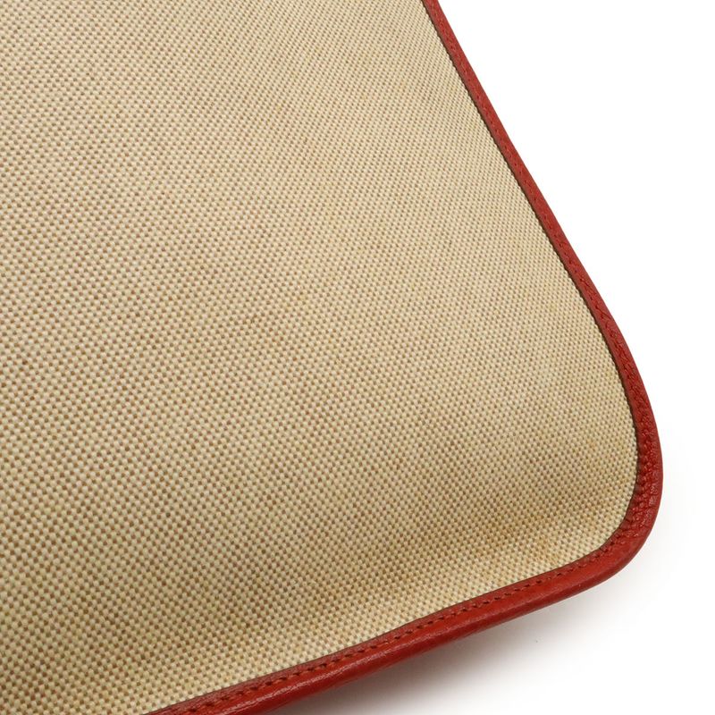 Hermes Vespa PM Shoulder Bag Shoulder Toile Ash Leather Beige Red Gold Hardware