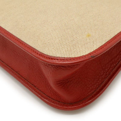 Hermes Vespa PM Shoulder Bag Shoulder Toile Ash Leather Beige Red Gold Hardware