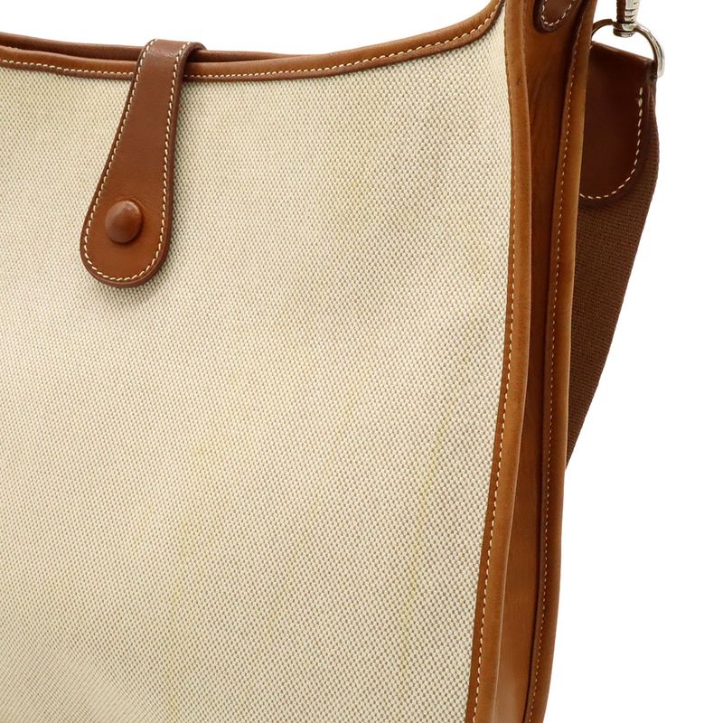 Hermes Evelyn I Evelyn 1 GM Shoulder Bag Shoulder Toile Ash Leather Natural