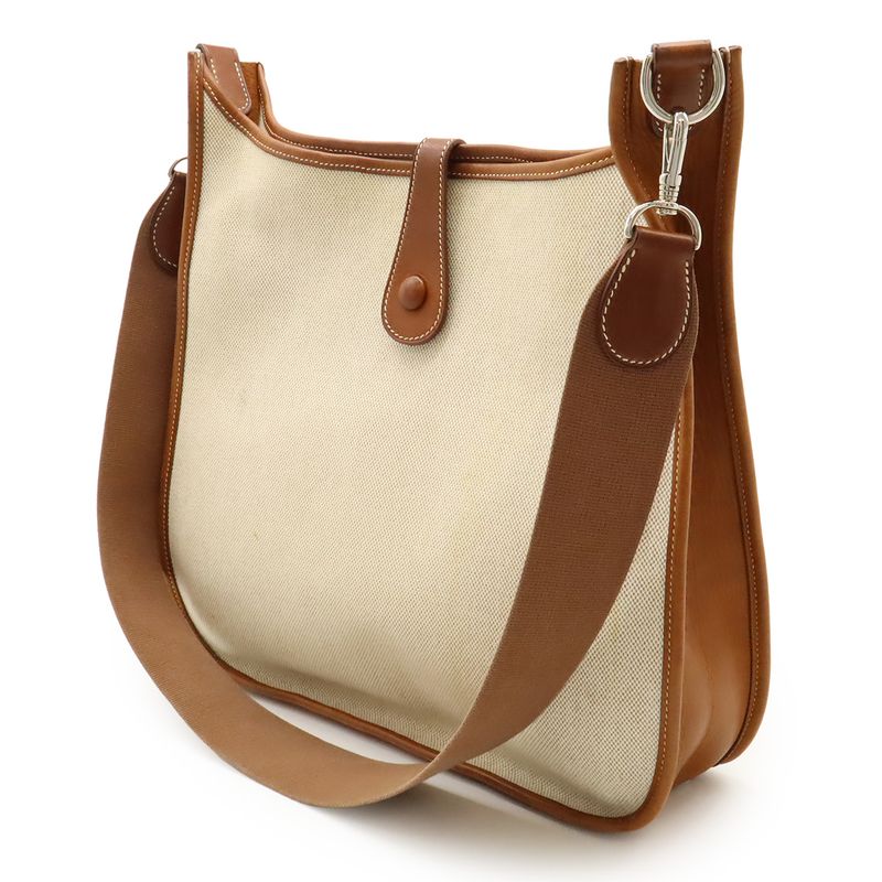 Hermes Evelyn I Evelyn 1 GM Shoulder Bag Shoulder Toile Ash Leather Natural