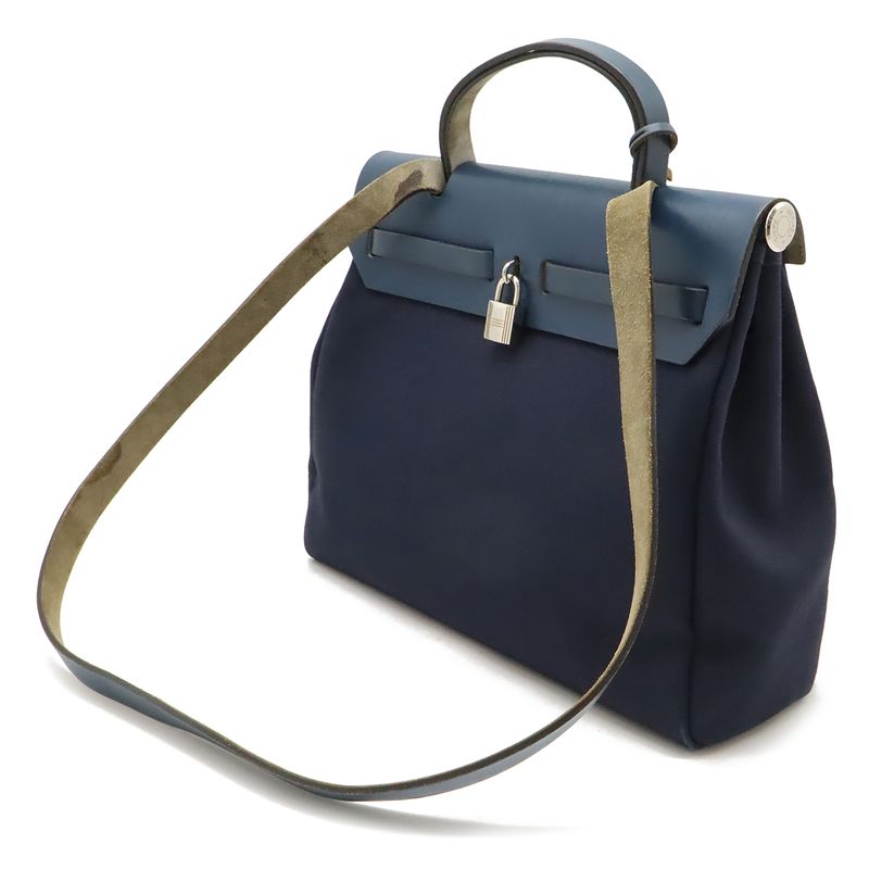 Hermes Herbag Her Bag PM Handbag 2way Shoulder Bag Toile Officier Vibrato