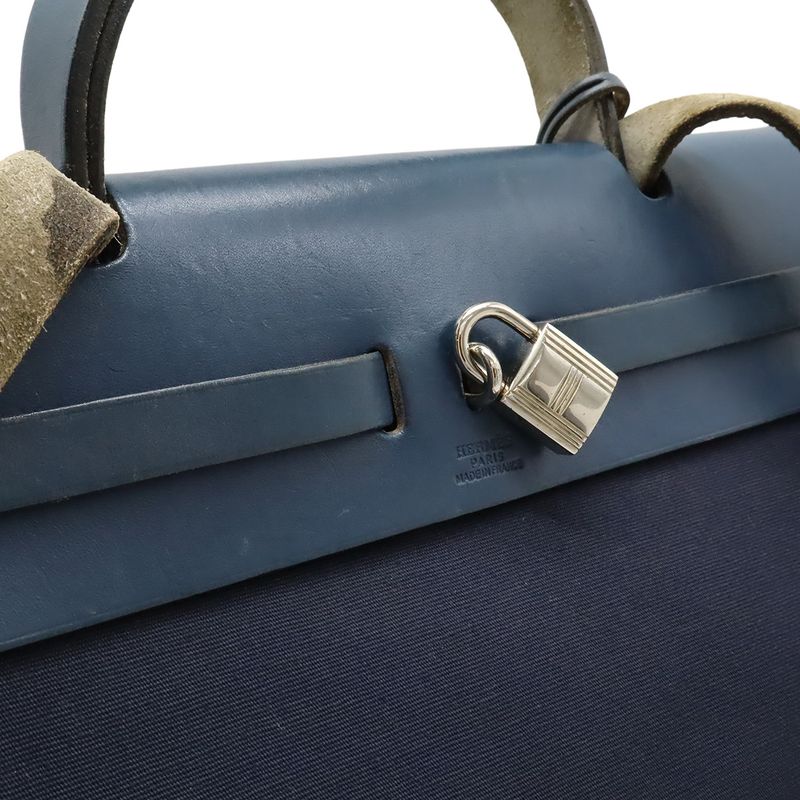 Hermes Herbag Her Bag PM Handbag 2way Shoulder Bag Toile Officier Vibrato