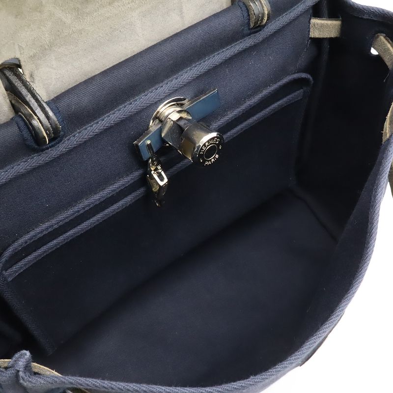 Hermes Herbag Her Bag PM Handbag 2way Shoulder Bag Toile Officier Vibrato