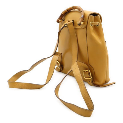 Gucci Bamboo Backpack Sac Backpack Shoulder Bag Leather Beige Light Brown 003