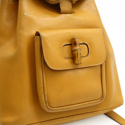 Gucci Bamboo Backpack Sac Backpack Shoulder Bag Leather Beige Light Brown 003