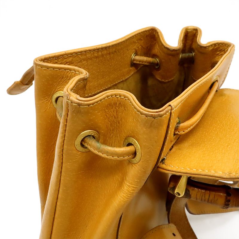 Gucci Bamboo Backpack Sac Backpack Shoulder Bag Leather Beige Light Brown 003