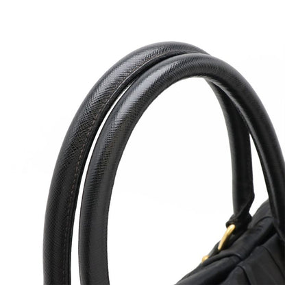 Prada Gather Tote Large Tote Handbag Leather Nero Black Gold Hardware Bn1232