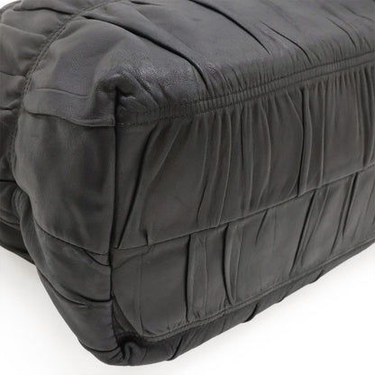 Prada Gather Tote Large Tote Handbag Leather Nero Black Gold Hardware Bn1232