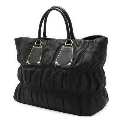 Prada Gather Tote Large Tote Handbag Leather Nero Black Gold Hardware Bn1232