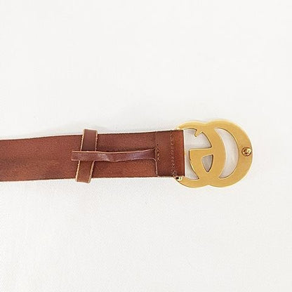 Gucci Belt GG Marmont Leather Brown Gold Color 80 32 AA