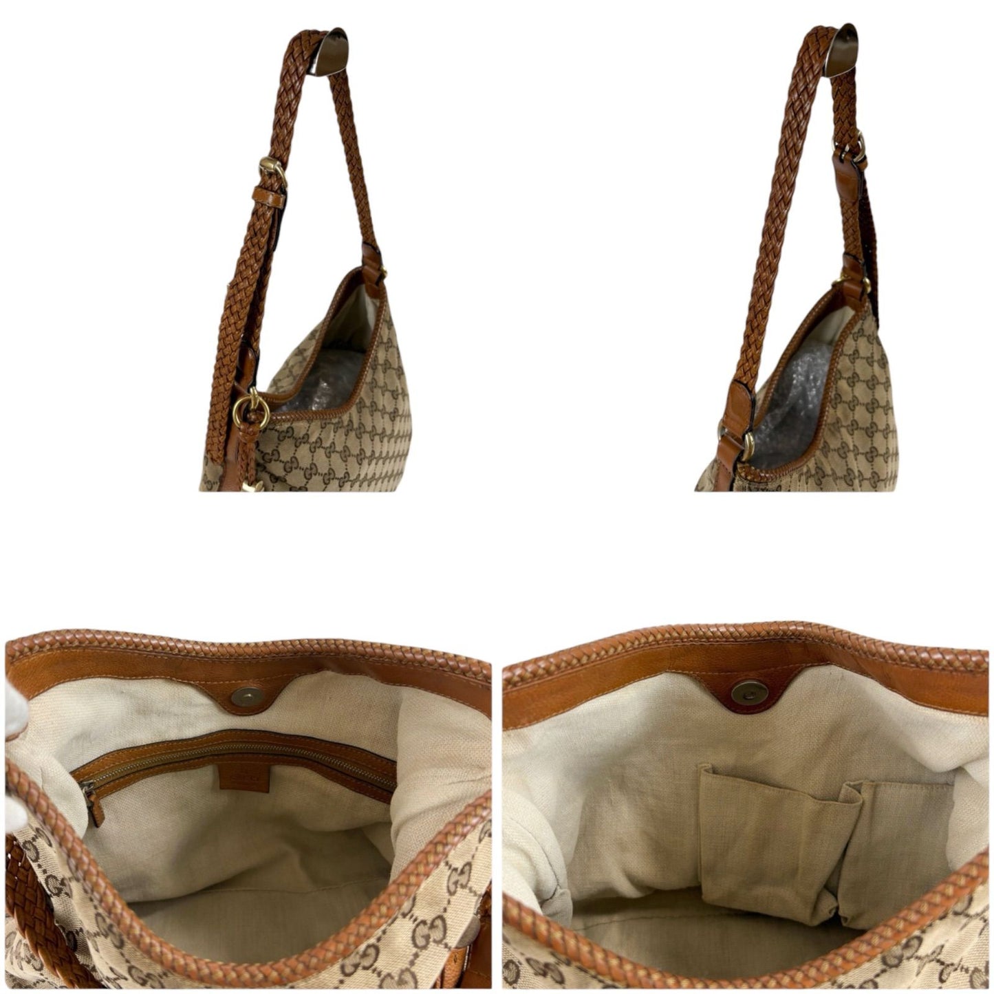 Gucci Shoulder Bag Gg Canvas 257026 Canvas Brown Tassel Charm Fringe Hobo Soho