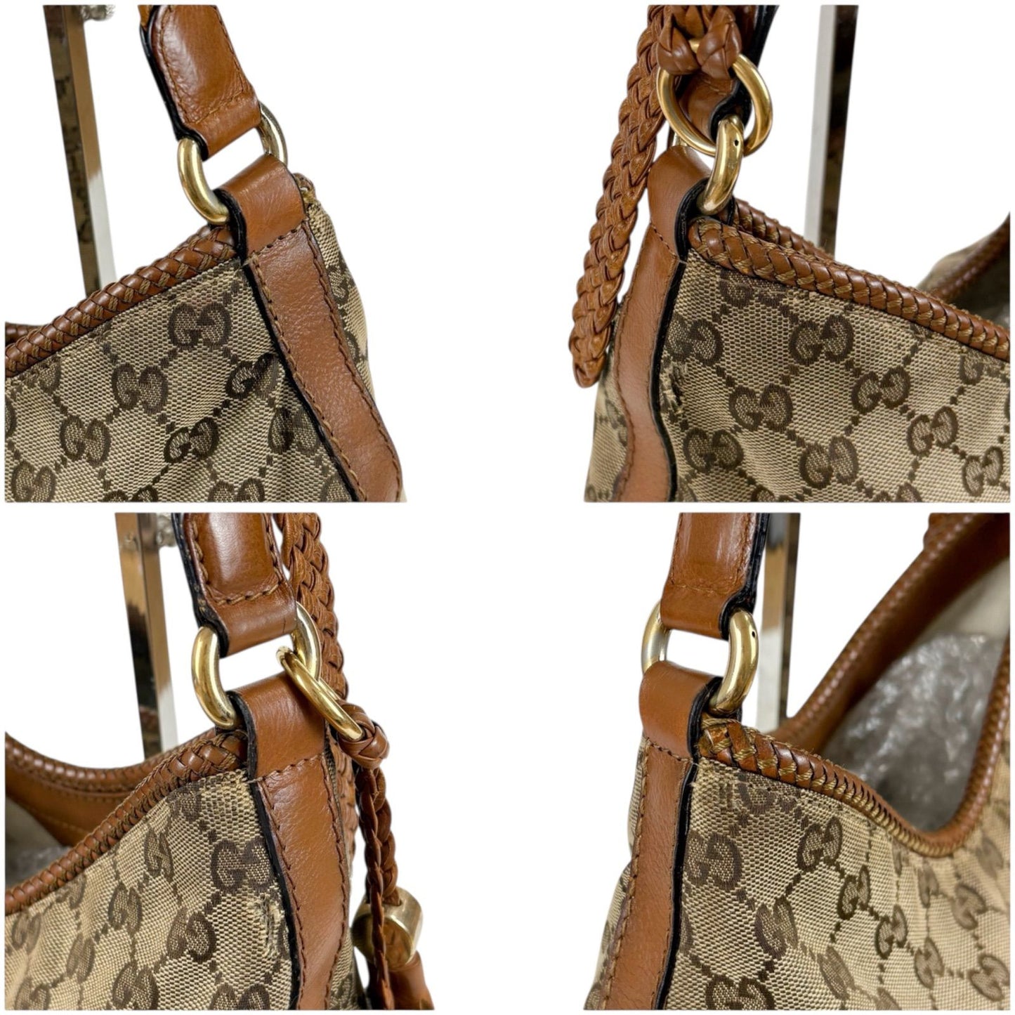 Gucci Shoulder Bag Gg Canvas 257026 Canvas Brown Tassel Charm Fringe Hobo Soho