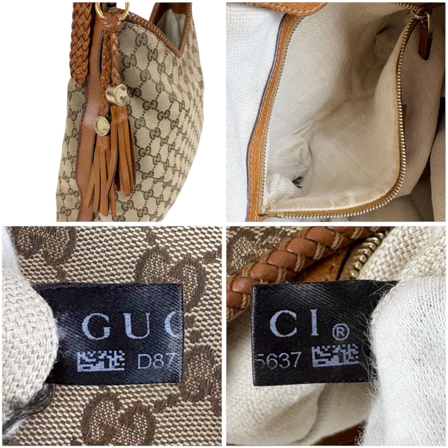 Gucci Shoulder Bag Gg Canvas 257026 Canvas Brown Tassel Charm Fringe Hobo Soho