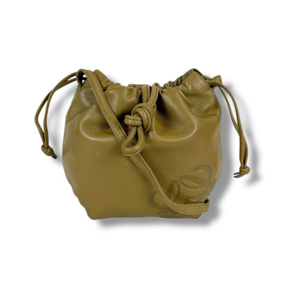 Loewe Mini Shoulder Bag Anagram Logo Nappa Leather Khaki Beige Flamenco Knot