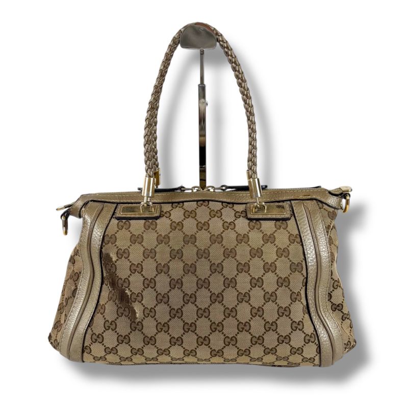 Gucci 2way Shoulder Bag with Tassel Charm Bella Bamboo Mini Tote Handbag Brown