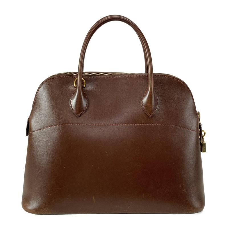 Hermes Bolide 37 Dark Brown Gold Hardware Handbag