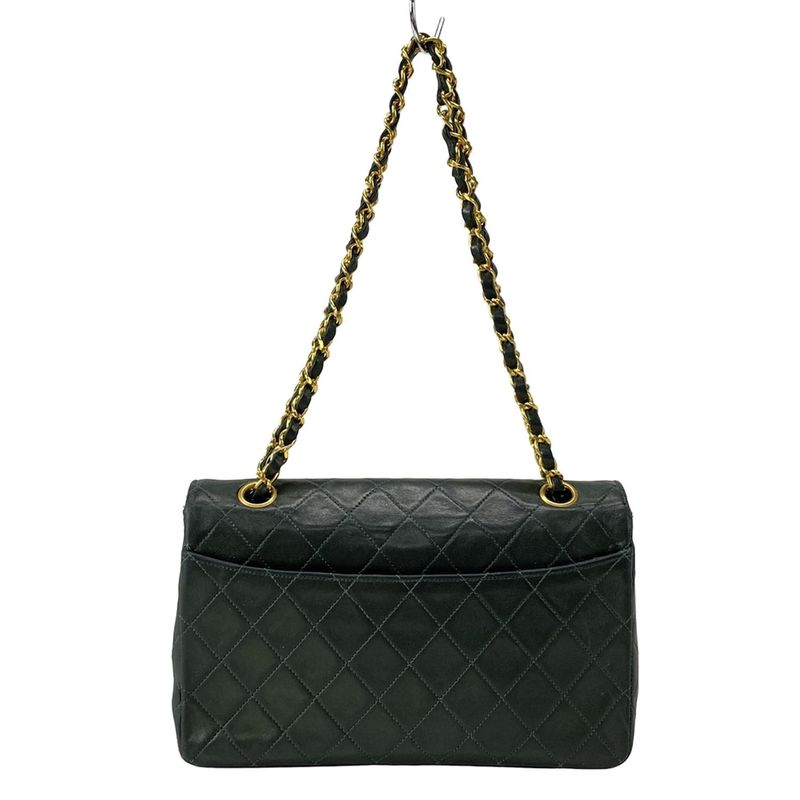 Chanel Shoulder Bag Matelasse Dark Green Chain Shoulder Gold Hardware Lambskin