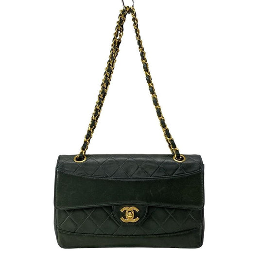 Chanel Shoulder Bag Matelasse Dark Green Chain Shoulder Gold Hardware Lambskin