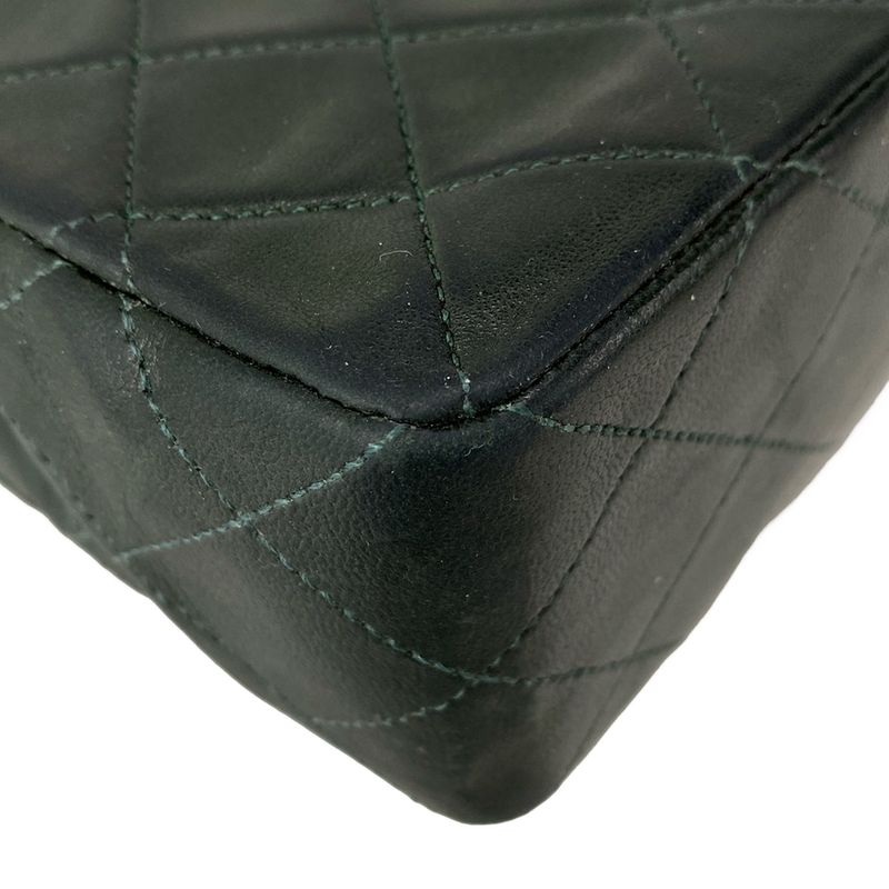 Chanel Shoulder Bag Matelasse Dark Green Chain Shoulder Gold Hardware Lambskin