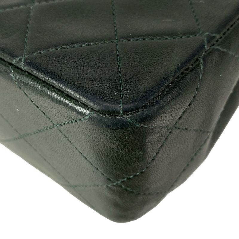 Chanel Shoulder Bag Matelasse Dark Green Chain Shoulder Gold Hardware Lambskin