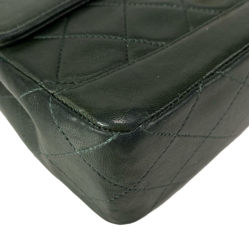 Chanel Shoulder Bag Matelasse Dark Green Chain Shoulder Gold Hardware Lambskin