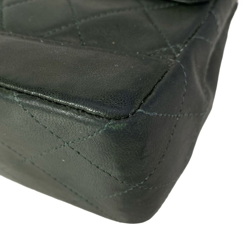 Chanel Shoulder Bag Matelasse Dark Green Chain Shoulder Gold Hardware Lambskin